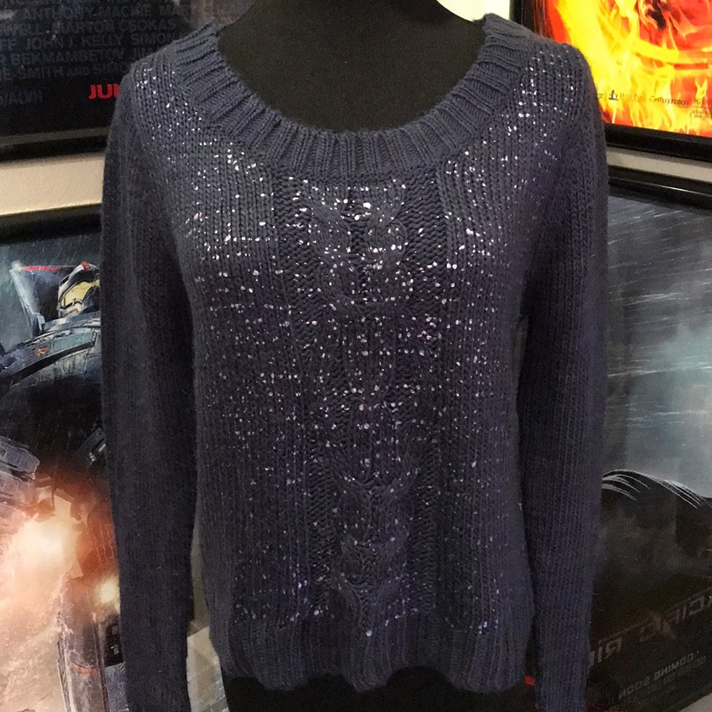 Mudd Navy Sweater w/ Paint Splash L